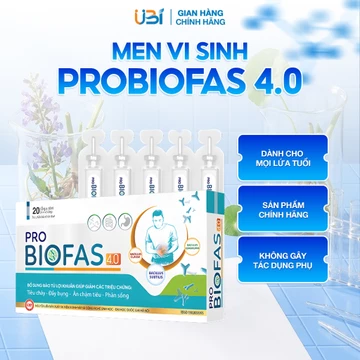 Men vi sinh PROBIOFAS 4.0 UBI PHARMA bổ sung bào tử lợi khuẩn hỗ trợ rối loạn tiêu hóa đầy bụng khó tiêu 20 ống x 10ml