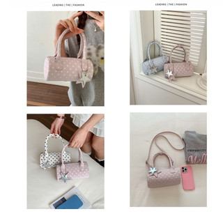 Túi xách nữ hoạ tiết chấm bi tặng kèm charm sao xinh xắn chất liệu da PU chống nước túi đeo chéo nữ
