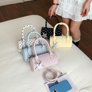 Túi xách nữ hoạ tiết chấm bi tặng kèm charm sao xinh xắn chất liệu da PU chống nước túi đeo chéo nữ