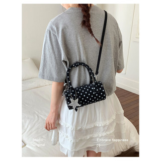 Túi xách nữ hoạ tiết chấm bi tặng kèm charm sao xinh xắn chất liệu da PU chống nước túi đeo chéo nữ