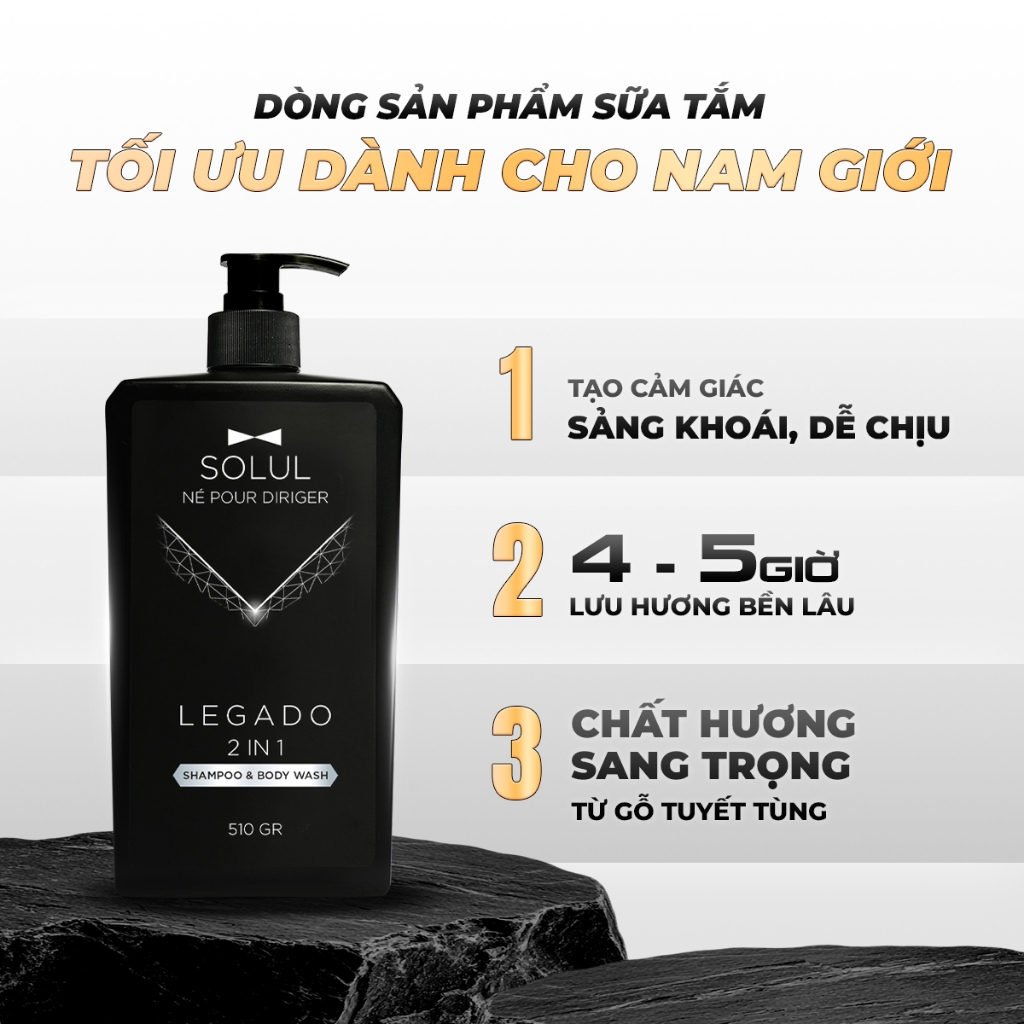 [Active Solul] Dầu gội đầu nam 2in1 510g+ Sữa rửa mặt 210g + Dung dịch vệ sinh 210g + Lăn khử mùi
