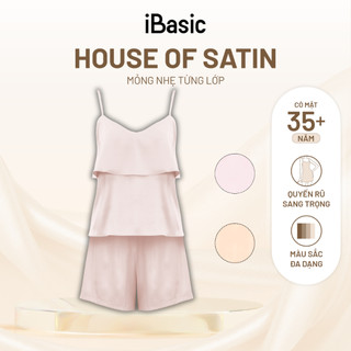 Đồ bộ mặc nhà nữ iBasic lụa satin quần đùi áo hai dây HOMW033-1