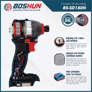 [Chính Hãng] Chuyên vít Boshun BS-SD180N Không Chổi Than, Dây đồng, Động cơ bền bỉ mạnh mẽ