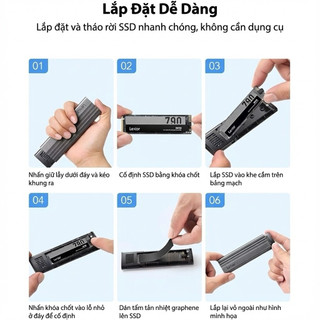 Box SSD Lexar E300 M.2 Nvme Enclosure hỗ trợ USB 3.2 Gen 2, Tốc độ cao 10Gbps, Bảo hành chính hãng 12 tháng