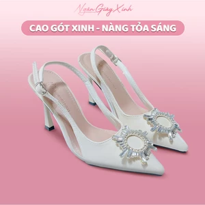 Giày Cao Gót Nữ Kim Tuyến Đính Đá Mặt Trời Lấp Lánh Sang Trọng Đi Tiệc
