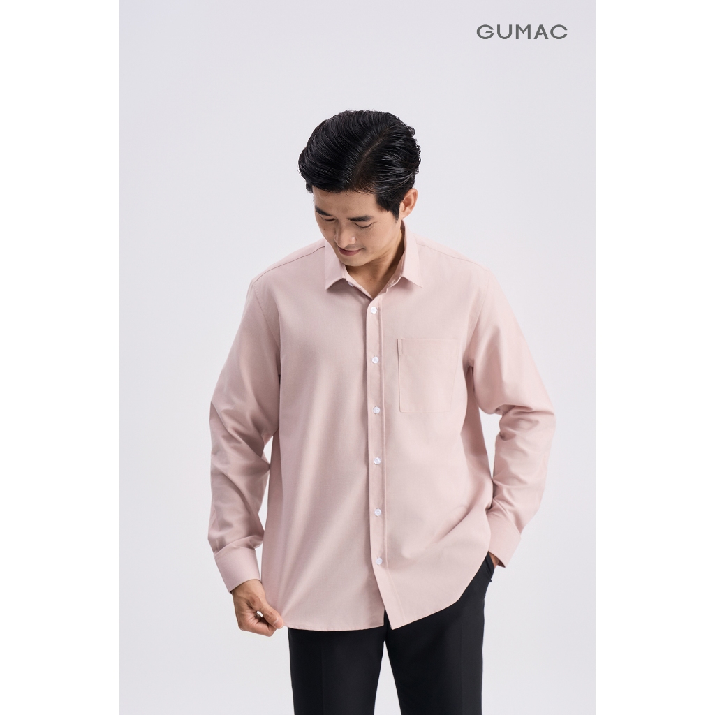 Áo sơ mi nam GUMAC form rộng thoải mái chất liệu mềm mịn thoáng mát ANG04016