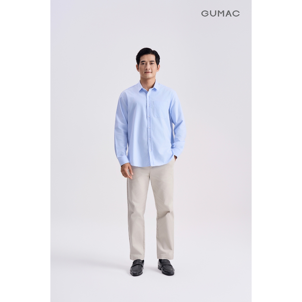 Áo sơ mi nam GUMAC form rộng thoải mái chất liệu mềm mịn thoáng mát ANG04016