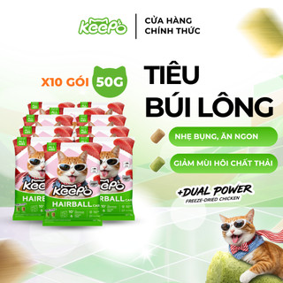 Thức ăn cho mèo Keepo K2 Combo 10 Gói 50G Tiêu & Giảm búi lông, Khử mùi hôi chất thải, Tiêu hóa khỏe