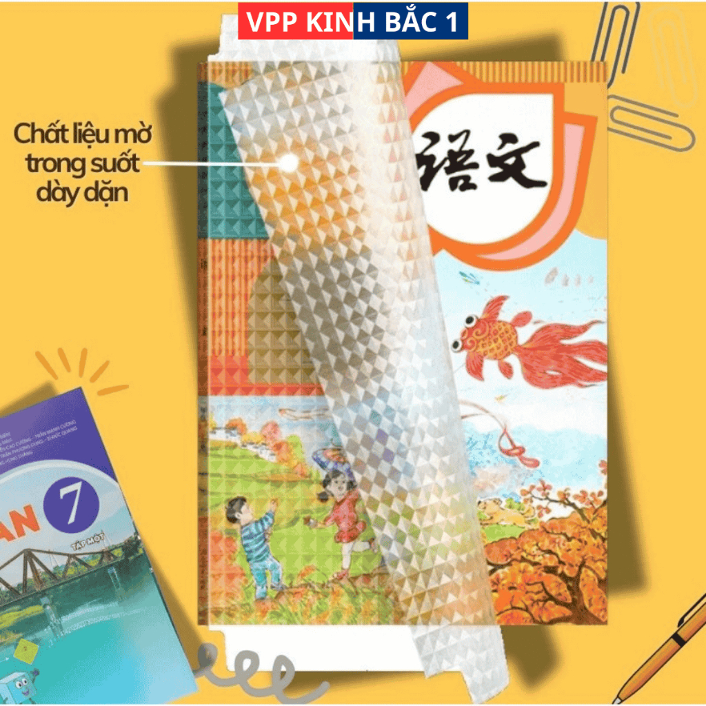 Bọc Decal cao cấp, chống thấm, bền bỉ đầy đủ 3 kích thước cho học sinh từ lớp 1-12