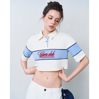 CARA Áo thun nữ Ashlyn dáng croptop tay ngắn phối cổ năng động