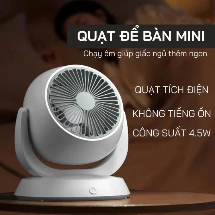 Quạt đẻ bàn tích điện 3 chế độ gió mạnh pin trâu dùng đến 6h liên tục