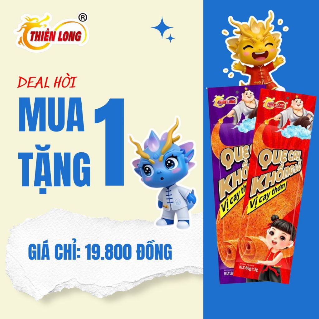 Snack que cay khổng lồ, que cay vị tuổi thơ Thiên Long Food 86g 500mm