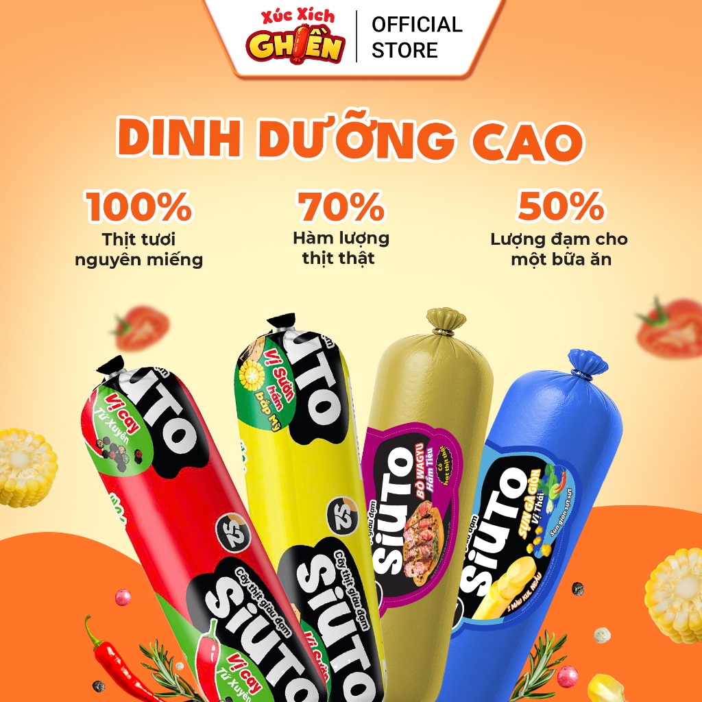 Hộp 20 Cây Xúc Xích Dinh Dưỡng Siuto Vietinter Foods (Cây 85g)