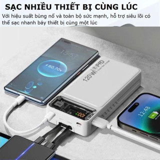 Sạc Dự Phòng 30.000mah -Công suất tối đa 120W, Tích hợp 2 Dây Sẵn, Sạc Liên Tục 4 Lần Cho IP14promax
