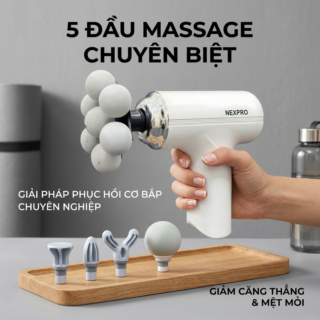 ( 5 ĐẦU ) Máy massage cải tiến mới tăng diện tích tiếp xúc vùng nhức mỏi - bảo hành 12 tháng