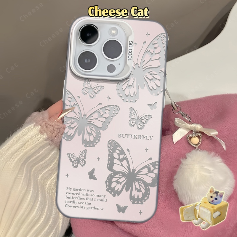 Vỏ iPhone hình con bướm rỗng cho iPhone 13 14 12 11 15 16 17 Pro Max 16E 7Plus Vỏ cứng bảo vệ điện thoại