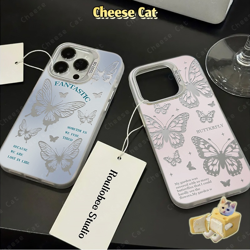 Vỏ iPhone hình con bướm rỗng cho iPhone 13 14 12 11 15 16 17 Pro Max 16E 7Plus Vỏ cứng bảo vệ điện thoại