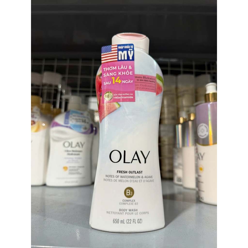 Sữa tắm Olay B3 Giúp Trắng Da, Mờ Thâm 650ml, 975ml