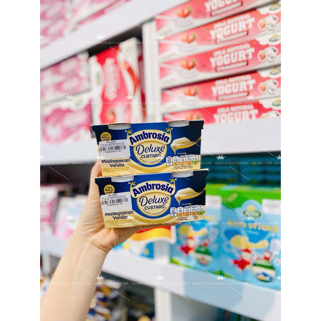 Váng sữa Ambrosia cho bé 6m+ Vỉ 6 hộp x 55G, váng Ambrosia Deluxe Vỉ 2 Hộp 120g  Anh Quốc UK