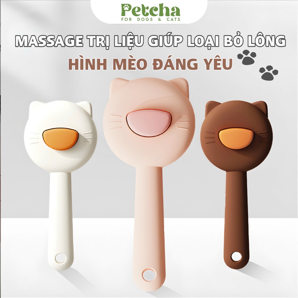 Lược Chải Lông Thú Cưng Hình Mèo Dễ Thương PETCHA | Dụng Cụ Gỡ Rối Lông Chó Mèo, Giảm Rụng Lông, Massage Da Nhẹ Nhàng