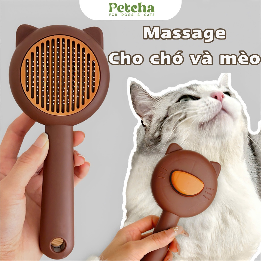 Lược Chải Lông Thú Cưng Hình Mèo Dễ Thương PETCHA | Dụng Cụ Gỡ Rối Lông Chó Mèo, Giảm Rụng Lông, Massage Da Nhẹ Nhàng