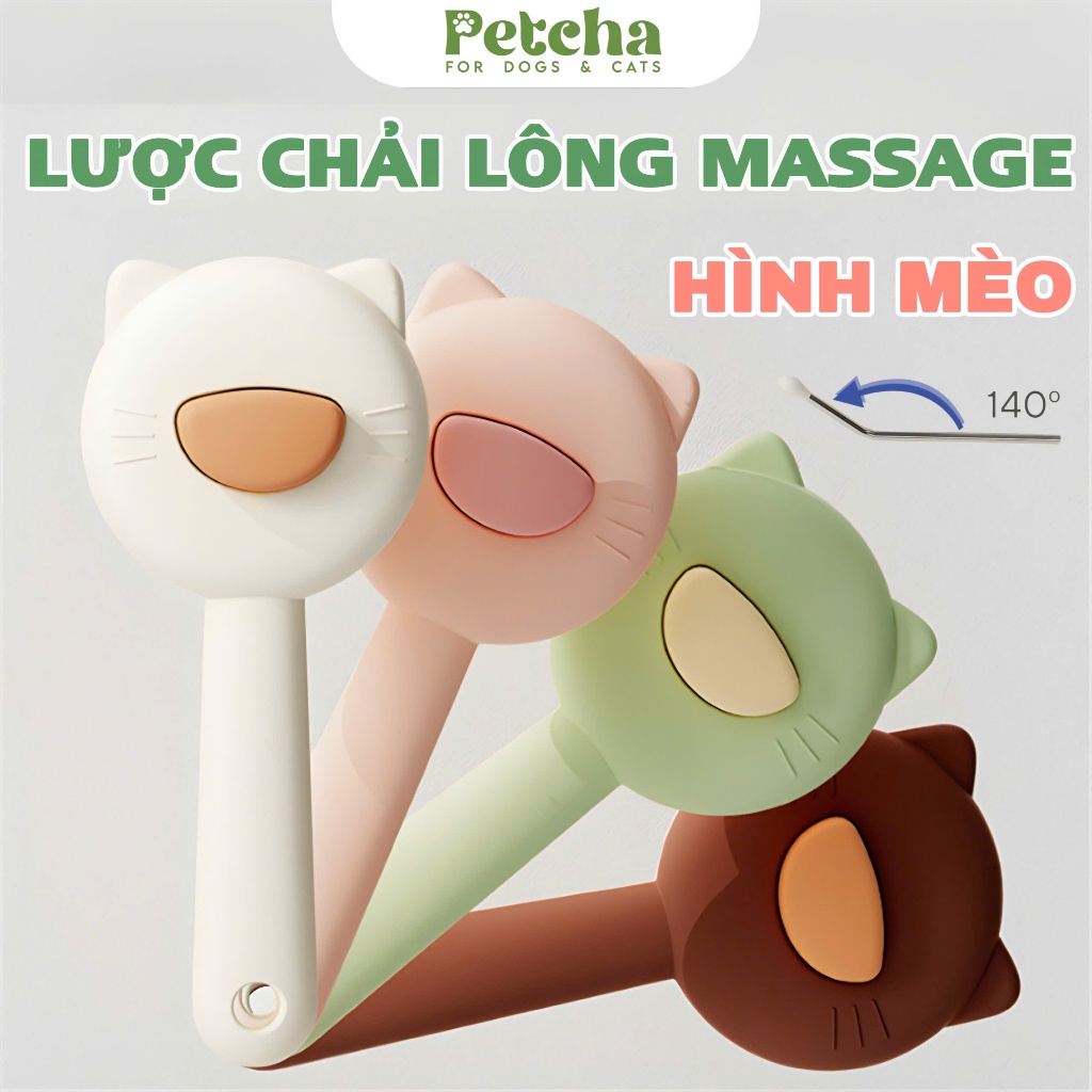 Lược Chải Lông Thú Cưng Hình Mèo Dễ Thương PETCHA | Dụng Cụ Gỡ Rối Lông Chó Mèo, Giảm Rụng Lông, Massage Da Nhẹ Nhàng