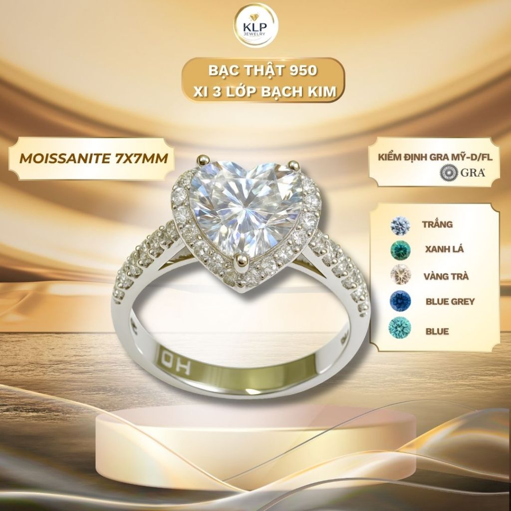 Women's 925 Silver Ring by KLP Trang sức Moissanite