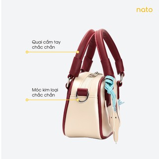 Túi đeo chéo da nam nữ NATOLI, túi xách cầm tay nam nữ chống nước cao cấp BST Color-Block Crossbody Bag T39