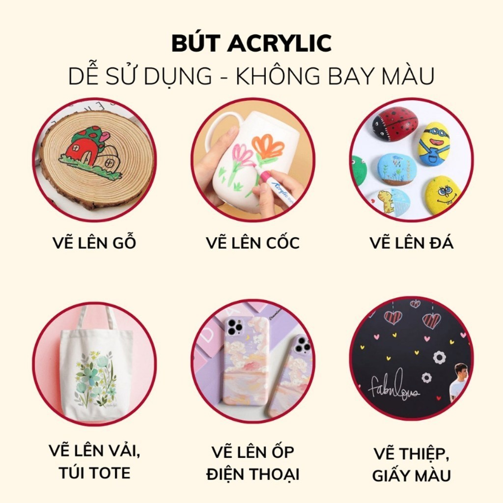 Bút màu nước Acrylic Marker - Bộ bút lông tô màu gồm 24 36 48 màu sắc cho bé tập vẽ tranh BM001
