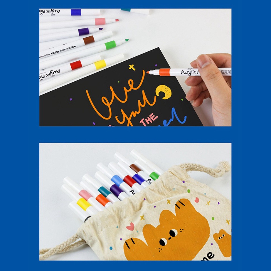 Bút màu nước Acrylic Marker - Bộ bút lông tô màu gồm 24 36 48 màu sắc cho bé tập vẽ tranh BM001