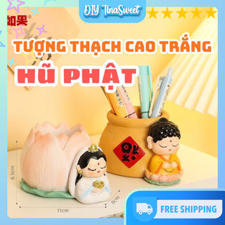 Tượng thạch cao trắng lọ Phật không kèm màu cọ