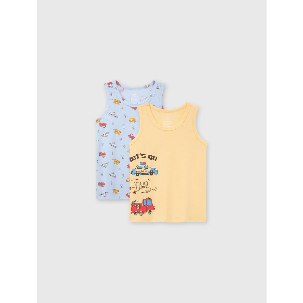 Pack 2 áo mặc nhà bé trai CANIFA áo ba lỗ thoáng mát mềm mịn nhiều màu 2LA26S001