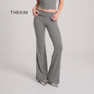THEKIM Quần dài ống loe bản cạp gập to, quần dài ống loe chất liệu soft rib 100% cotton B336