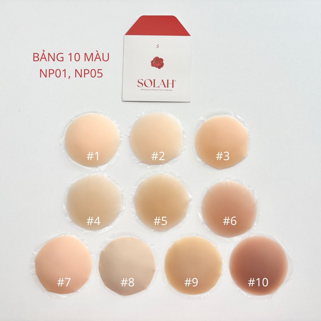 Miếng Dán Ngực Silicone Nữ Có Gel 10 Màu SOLAH Bigsize 13CM Tàng Hình Đi Chơi Biển Tiệc Bikini NP01