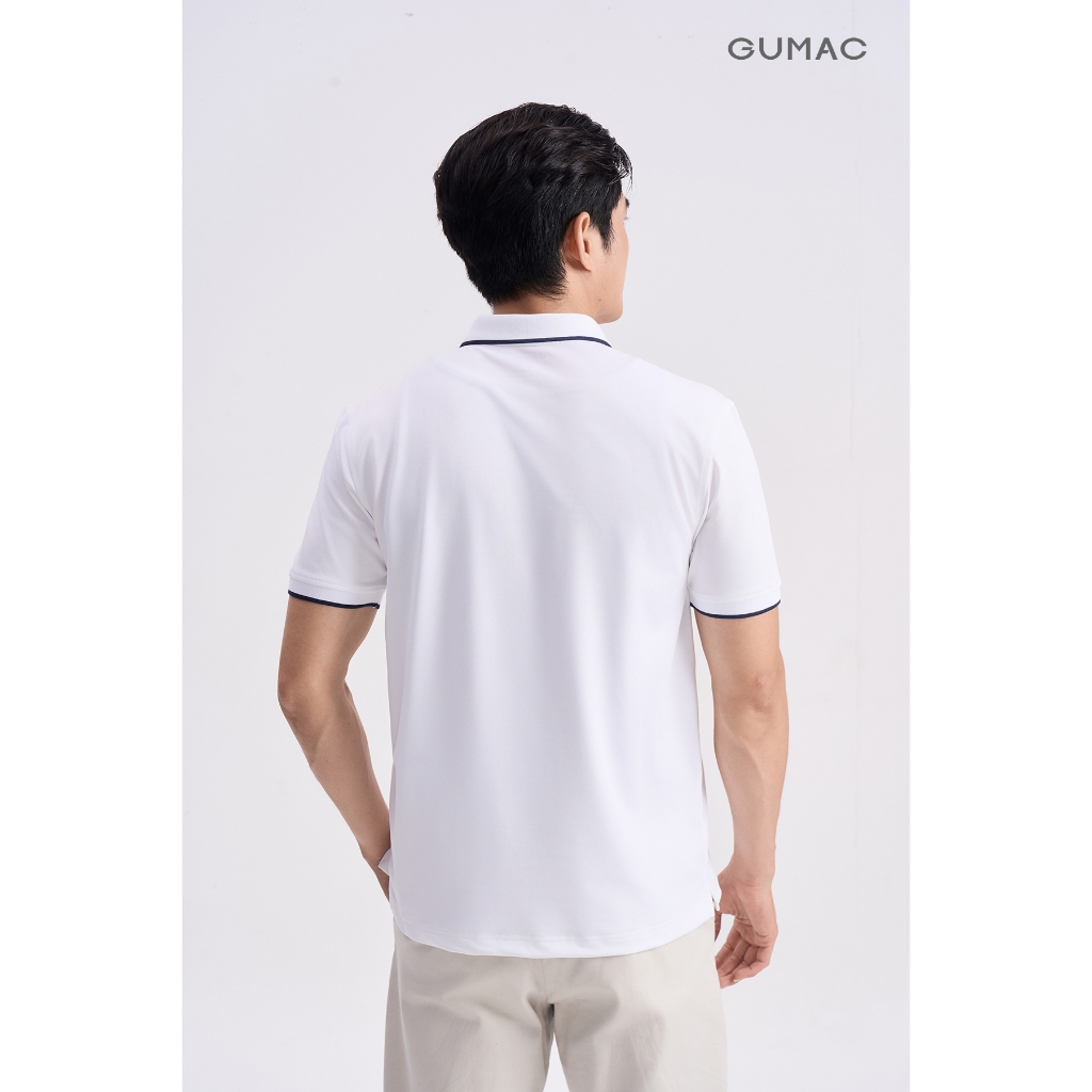 Áo Polo Nam GUMAC Form Suông Cơ Bản Phối Line Ngực Thun Cá Sấu Trẻ Trung APNG04055