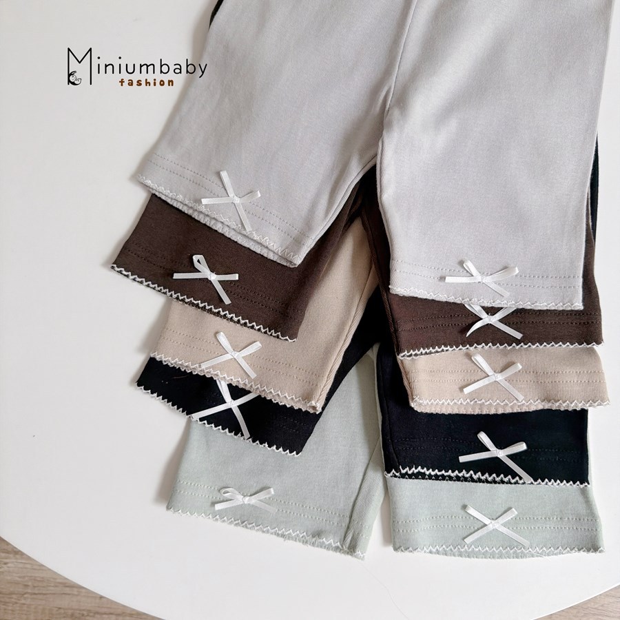 Quần legging cộc đính nơ nhiều màu cho bé Miniumbaby, chất liệu cotton mềm mịn, co giãn QC2748 -2747