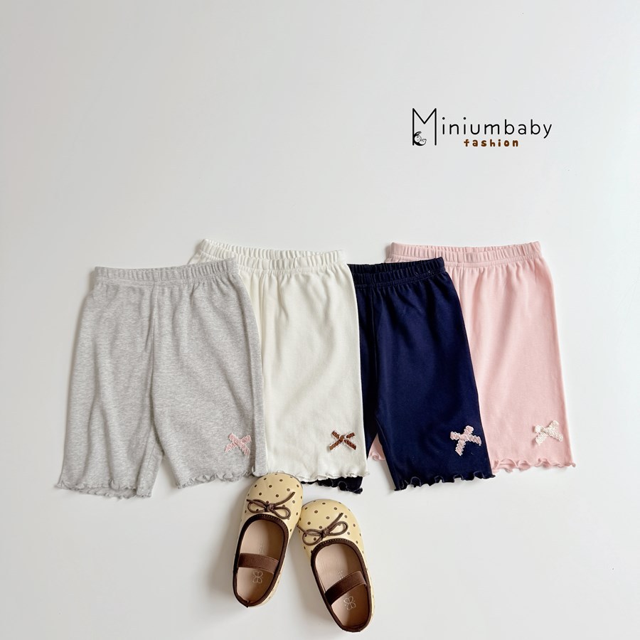 Quần legging cộc đính nơ nhiều màu cho bé Miniumbaby, chất liệu cotton mềm mịn, co giãn QC2748 -2747