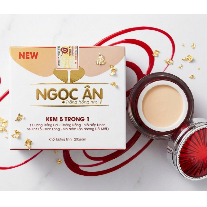 Kem Face Ngọc Ân 5in1 [Trắng Đỏ] - Hỗ Trợ Thu Nhỏ Lỗ Chân Lông, Làm Lớp Nền Tự Nhiên