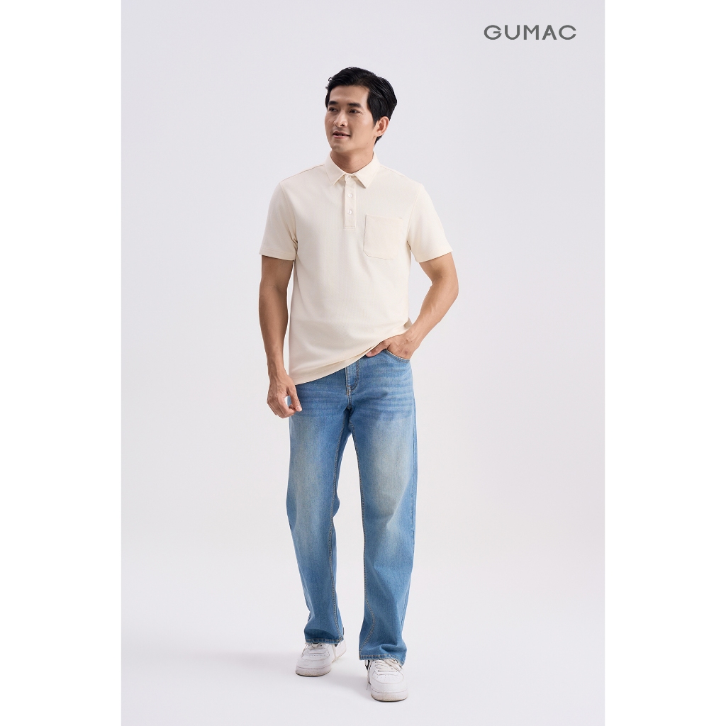 Áo Polo Nam GUMAC Form Suông Tay Ngắn Xẻ Lai Hai Bên Chất Thun Nano Thoáng Mát APNG04053
