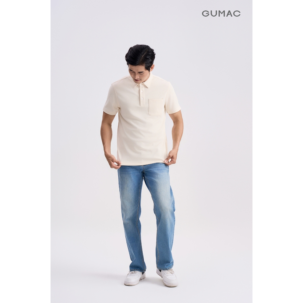 Áo Polo Nam GUMAC Form Suông Tay Ngắn Xẻ Lai Hai Bên Chất Thun Nano Thoáng Mát APNG04053