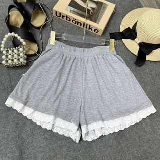 Quần đùi bigsize nữ cạp cao lưng thun co giãn chất thun gân mềm mịn phối ren xinh xắn trẻ trung mặc mát 50-95kg Q508