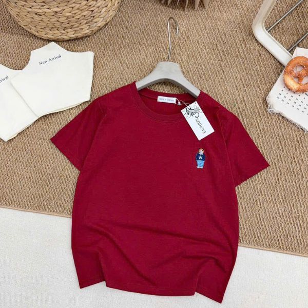 Áo Thun/Phông trơn Nữ cổ tròn Form rộng, vải Cotton lạnh, co dãn nhẹ, đứng form, không nhăn, dễ phối đồ, logo Gấu