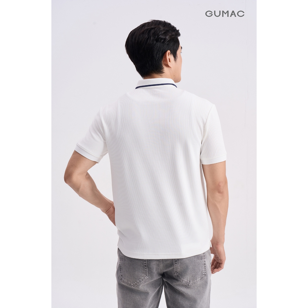 Áo Polo Nam GUMAC Dáng Suông Basic Tay Ngắn Phối Viền Màu Bo Tay Thun Gân Co Giãn 4 Chiều APNG04054
