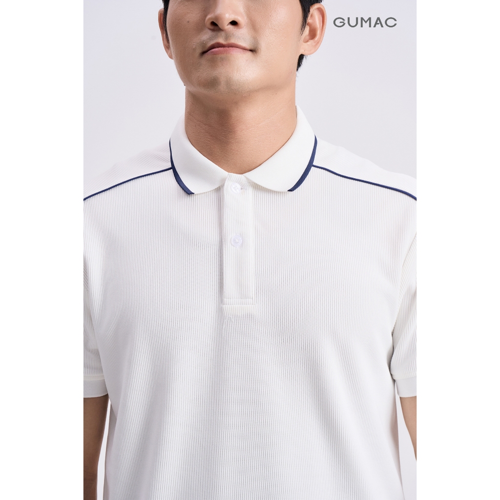 Áo Polo Nam GUMAC Dáng Suông Basic Tay Ngắn Phối Viền Màu Bo Tay Thun Gân Co Giãn 4 Chiều APNG04054