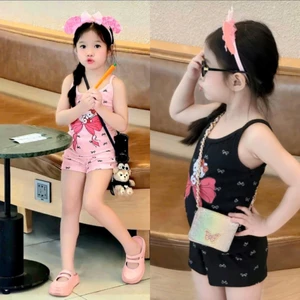 Sét bộ áo dây cho bé gái,áo dây in hình nơ,chất vải thun tăm co giãn thoải mái cho bé.M79