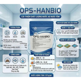 (combo 1 Thùng 30 gói) HANBIO 227G- Giúp cải thiện chất lượng nước, phân hủy mùn bã hữu cơ trong ao tôm, cá