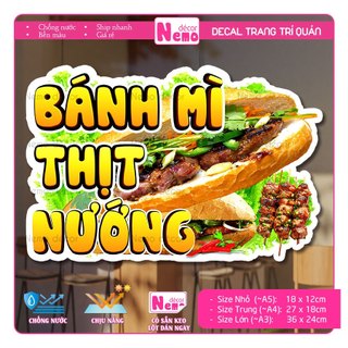 Decal Trang Trí Bánh Mì Các Loại, Tranh Dán Tiệm Bánh Mì, Xe Bánh Mì, Dán Tường, Tủ, Kính - Sticker Chịu Được Mưa Nắng.