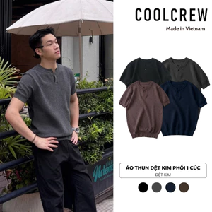 Áo Thun Len Dệt Kim Phối Cổ Tròn Cài 1 Cúc Tay Ngắn 𝐂𝐎𝐎𝐋𝐂𝐑𝐄𝐖 Phong Cách Cleanfit Hàn Quốc - ALH05 ATN103