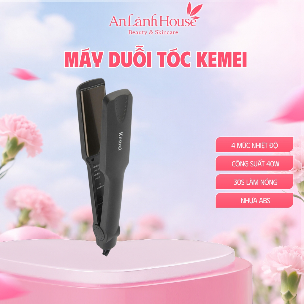 Máy Duỗi Uốn Tóc Kemei KM329 Mini, 4 Mức Nhiệt, Tạo Kiểu Đa Năng, Không Gây Xước Tóc