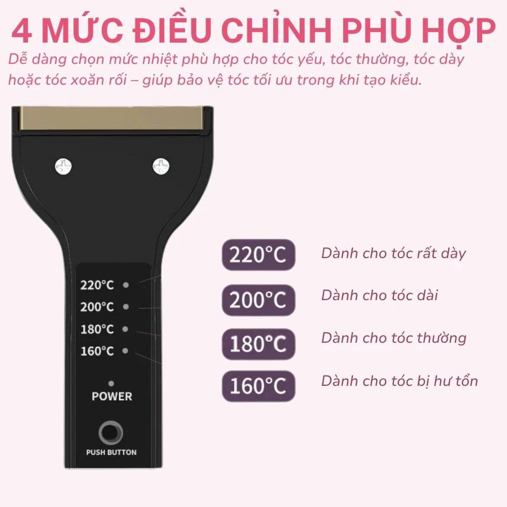 Máy Duỗi Uốn Tóc Kemei KM329 Mini, 4 Mức Nhiệt, Tạo Kiểu Đa Năng, Không Gây Xước Tóc
